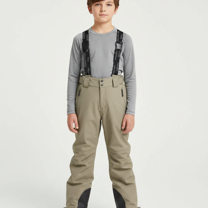 Pantalon De Pluie Kaki Imperméable Bretelles Enfant - Polyester