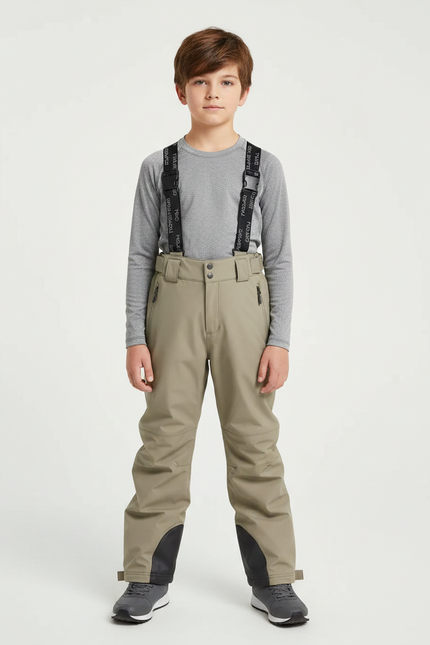 Pantalon De Pluie Kaki Imperméable Bretelles Enfant - Polyester