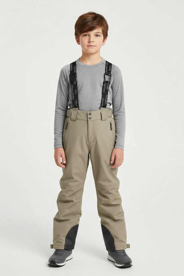 Pantalon De Pluie Kaki Imperméable Bretelles Enfant - Polyester