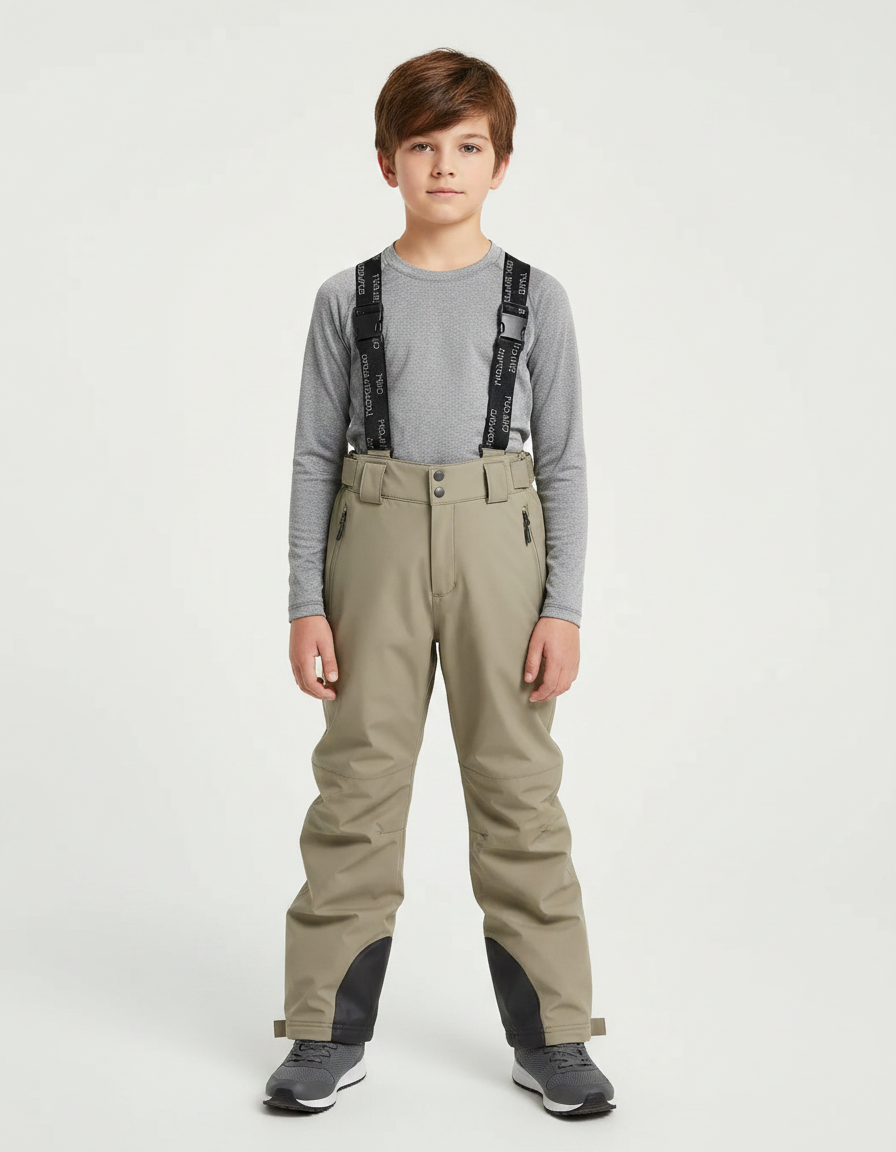 Pantalon De Pluie Kaki Imperméable Bretelles Enfant - Polyester
