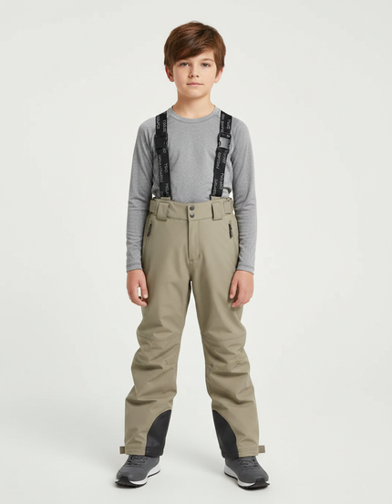 Pantalon De Pluie Kaki Imperméable Bretelles Enfant - Polyester