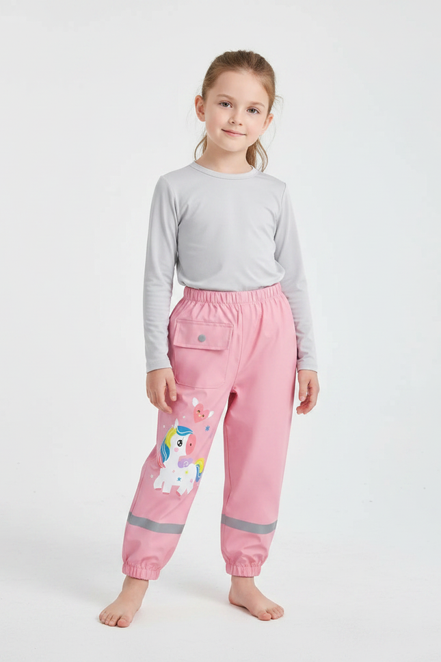 Pantalon De Pluie Rose Licorne Imperméable Enfant Réfléchissant - Polyester