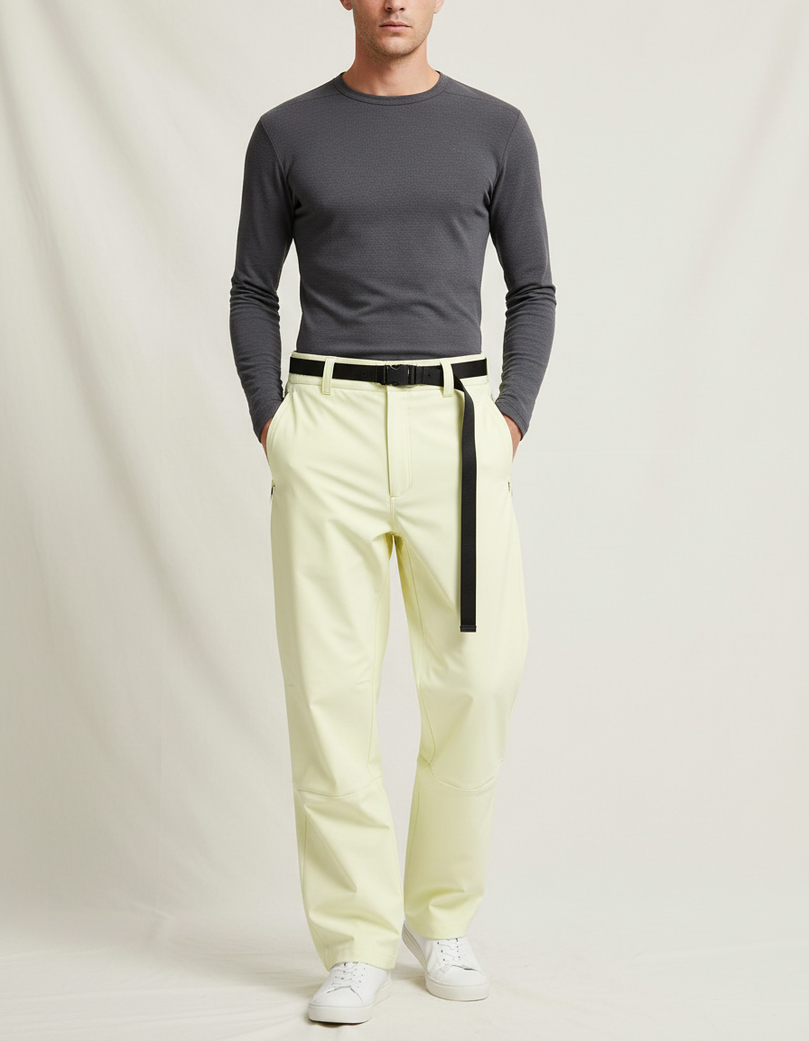 Pantalon De Pluie Jaune Clair Ample Décontracté Homme - Polyester
