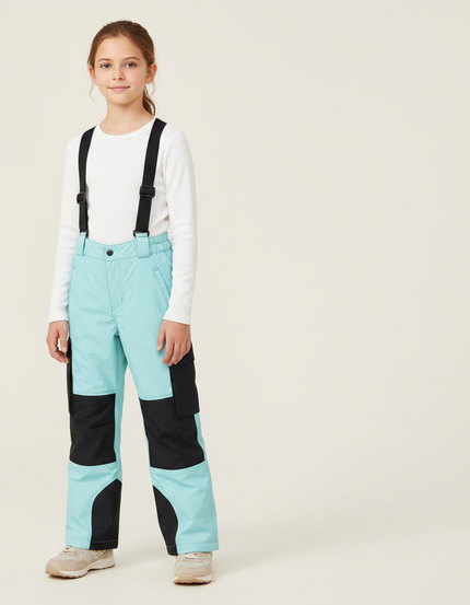Pantalon De Pluie Turquoise Noir Bretelles Imperméable Enfant - Multicolore Polyester