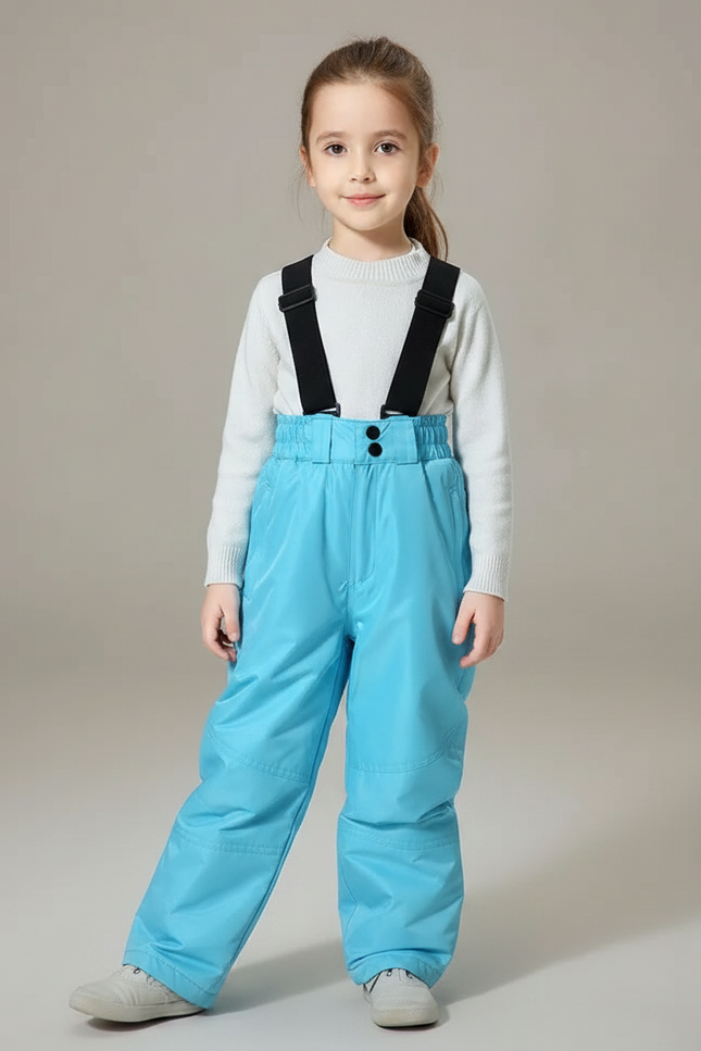 Pantalon De Pluie Bleu Ciel Imperméable Enfant Ski Bretelles - Polyester