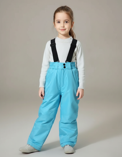 Pantalon De Pluie Bleu Ciel Imperméable Enfant Ski Bretelles - Polyester