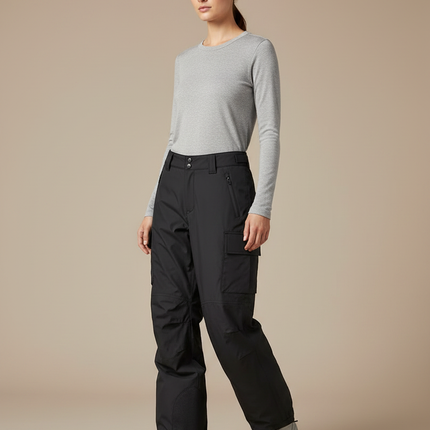 Pantalon De Pluie Noir Imperméable Cargo Ample Femme - Polyester