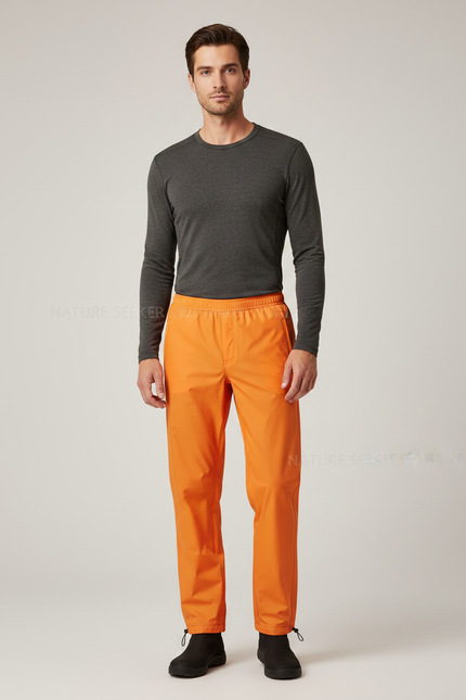 Pantalon De Pluie Orange Ample Léger Imperméable Homme - Polyester