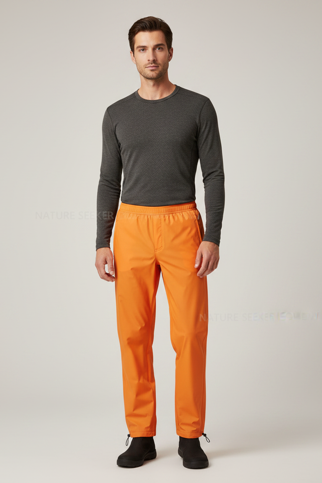 Pantalon De Pluie Orange Ample Léger Imperméable Homme - Polyester