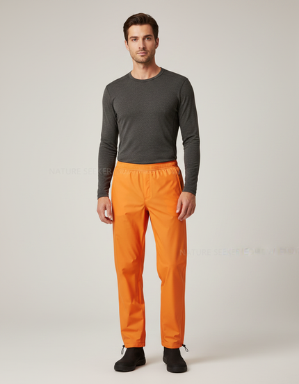 Pantalon De Pluie Orange Ample Léger Imperméable Homme - Polyester