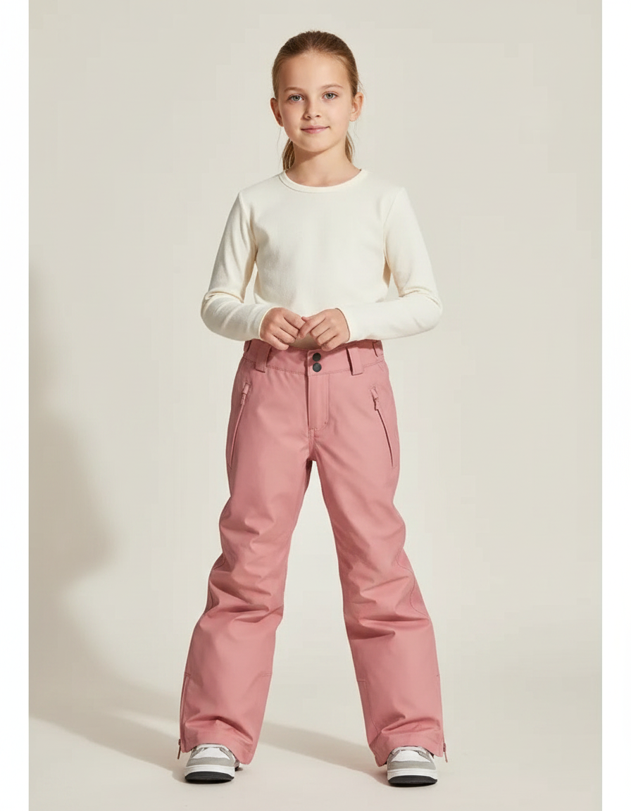Pantalon De Pluie Rose Ample Imperméable Enfant Ski Hiver - Polyester
