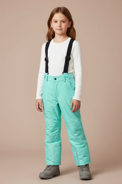 Pantalon De Pluie Turquoise Imperméable Bretelles Enfant Hiver - Bleu Polyester