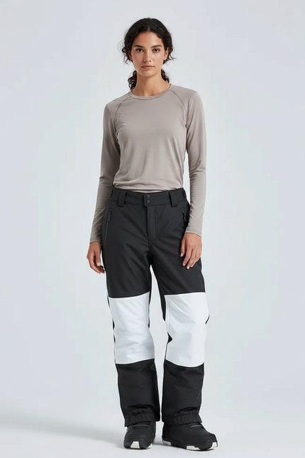 Pantalon De Pluie Noir Blanc Imperméable Slim Ski Femme - Multicolore Polyester