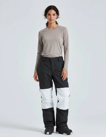 Pantalon De Pluie Noir Blanc Imperméable Slim Ski Femme - Multicolore Polyester