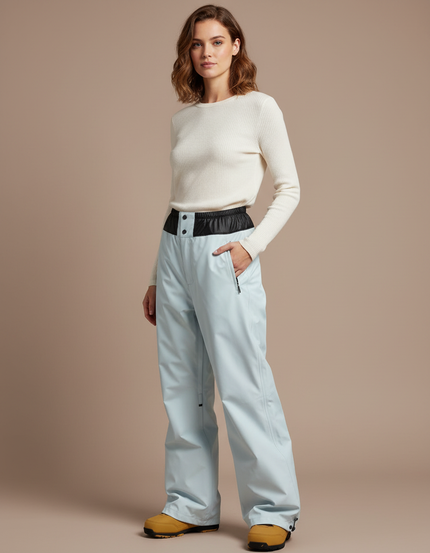 Pantalon De Pluie Bleu Clair Ample Ceinturé Imperméable Femme - Polyester