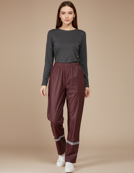 Pantalon De Pluie Imperméable Réfléchissant Unisexe Bordeaux - Polyester