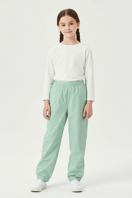Pantalon De Pluie Vert Menthe Imperméable Enfant Ample - Polyester