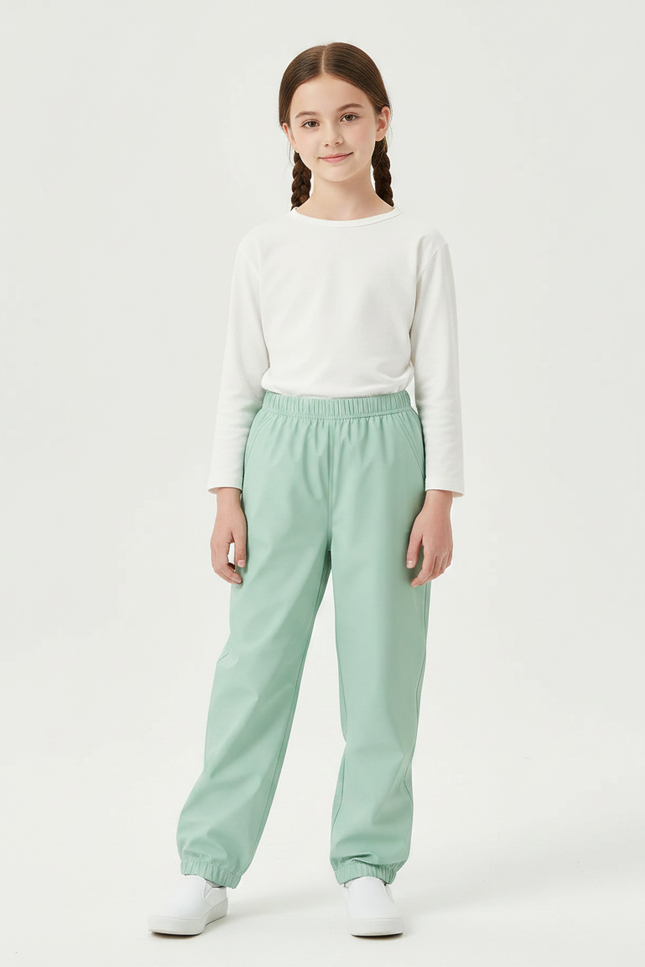 Pantalon De Pluie Vert Menthe Imperméable Enfant Ample - Polyester