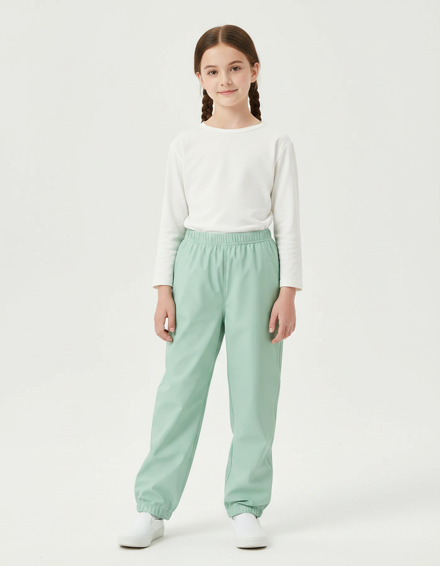 Pantalon De Pluie Vert Menthe Imperméable Enfant Ample - Polyester