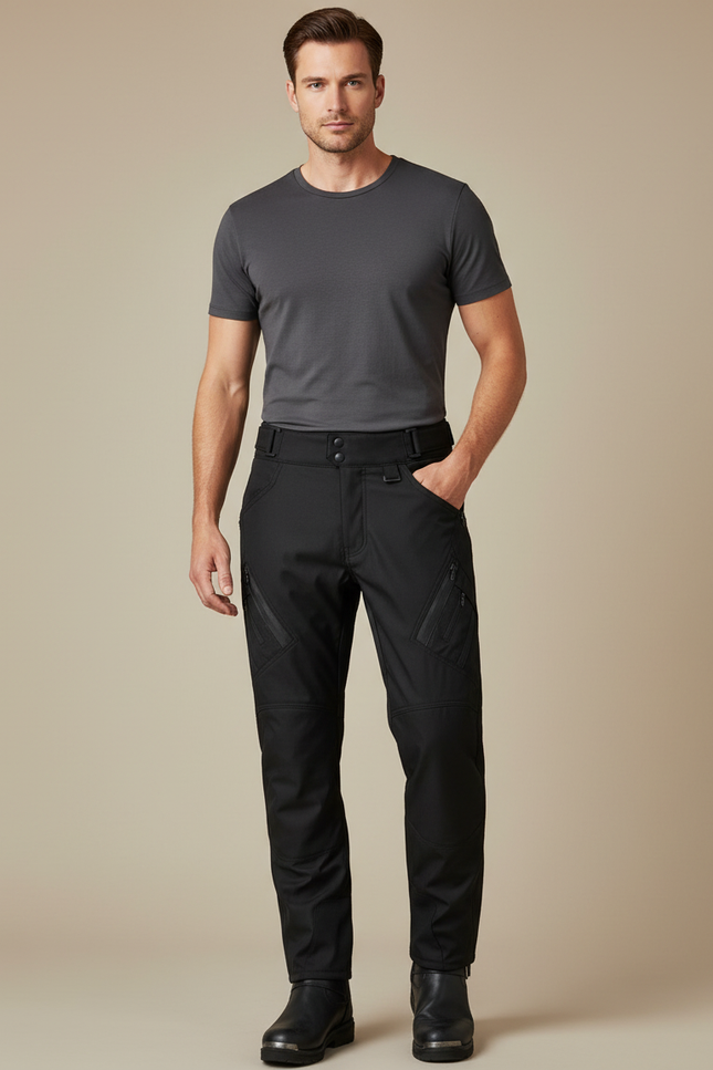 Pantalon De Pluie Noir Imperméable Cargo Ajusté Homme - Polyester