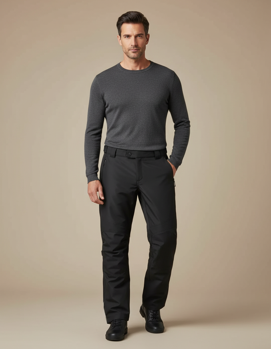 Pantalon De Pluie Noir Imperméable Homme Résistant Coupe-Vent - Polyester