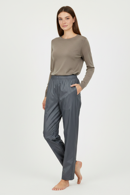 Pantalon De Pluie Gris Imperméable Fluide Décontracté Femme - Polyester