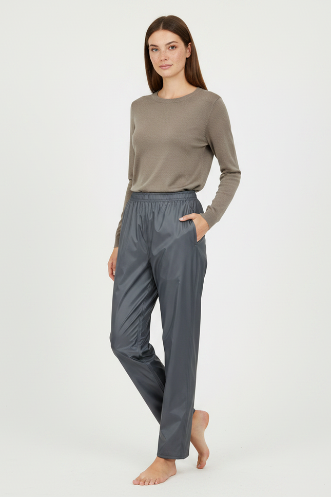 Pantalon De Pluie Gris Imperméable Fluide Décontracté Femme - Polyester