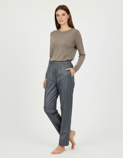 Pantalon De Pluie Gris Imperméable Fluide Décontracté Femme - Polyester