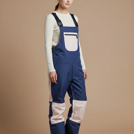 Pantalon De Pluie Bleu Marine Rose Imperméable Bretelles Unisexe - Multicolore Polyester