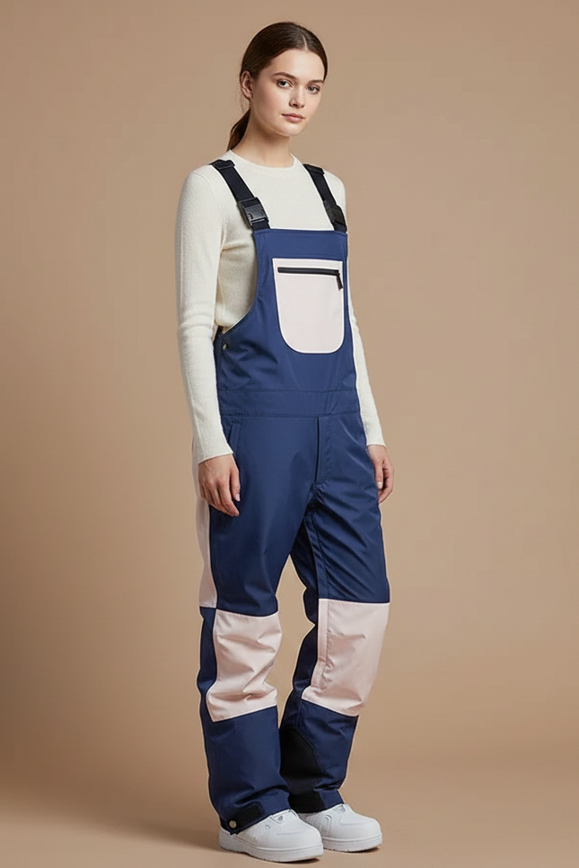 Pantalon De Pluie Bleu Marine Rose Imperméable Bretelles Unisexe - Multicolore Polyester