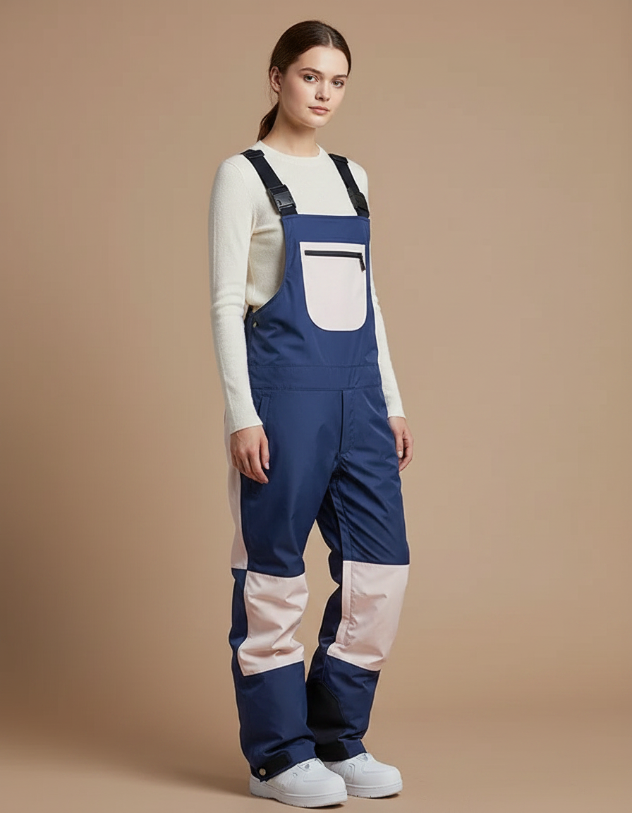 Pantalon De Pluie Bleu Marine Rose Imperméable Bretelles Unisexe - Multicolore Polyester