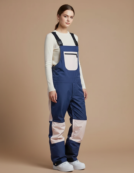 Pantalon De Pluie Bleu Marine Rose Imperméable Bretelles Unisexe - Multicolore Polyester