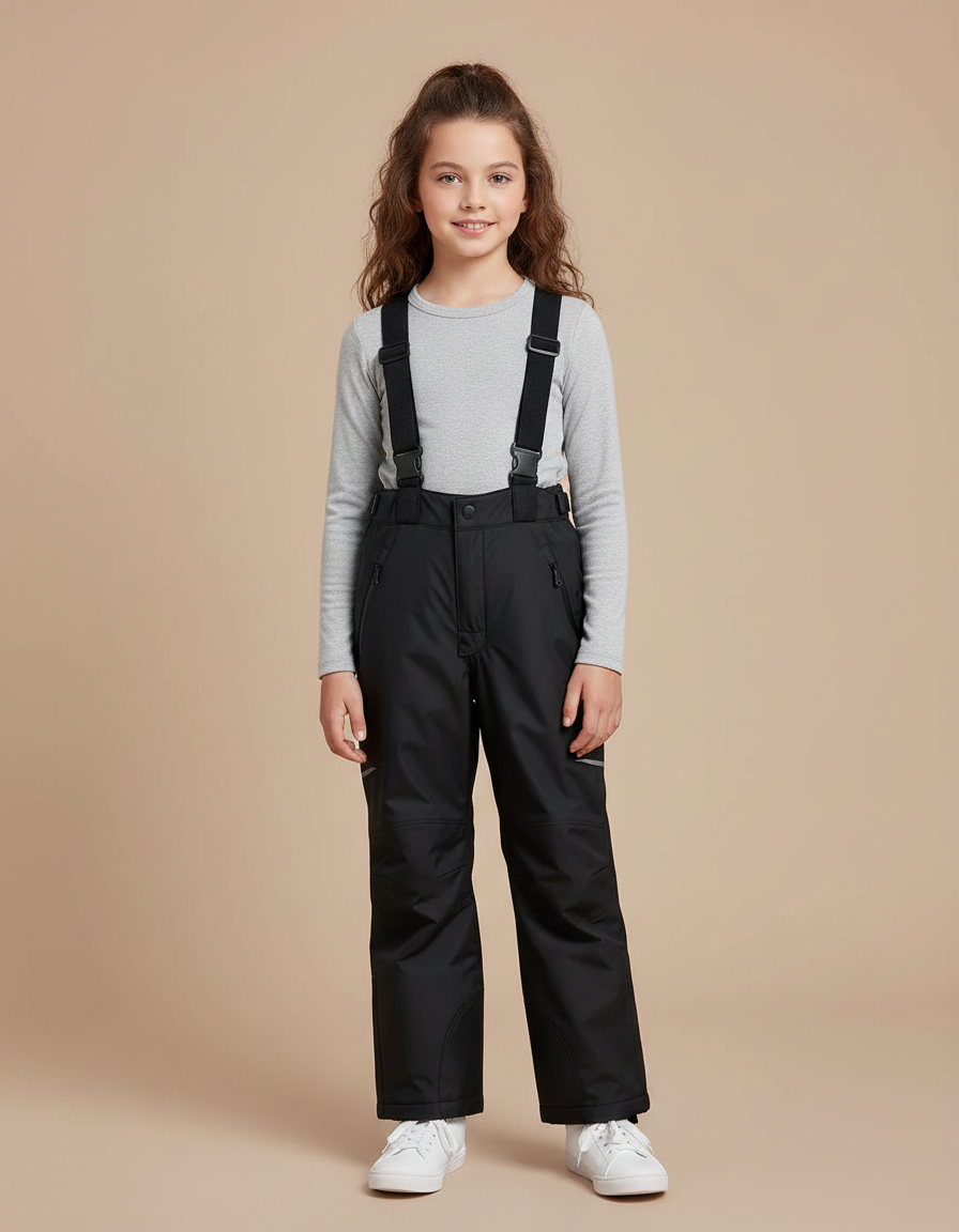 Pantalon De Pluie Noir Enfant Salopette Imperméable Hiver - Polyester