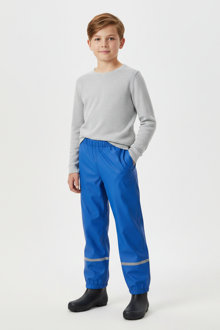 Pantalon De Pluie Bleu Imperméable Réfléchissant Élastiqué Enfant - Polyester