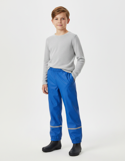 Pantalon De Pluie Bleu Imperméable Réfléchissant Élastiqué Enfant - Polyester