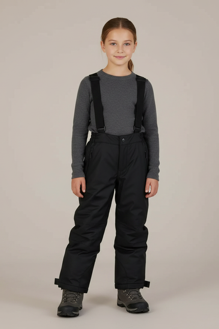 Pantalon De Pluie Noir Imperméable Enfant Ski Bretelles - Polyester