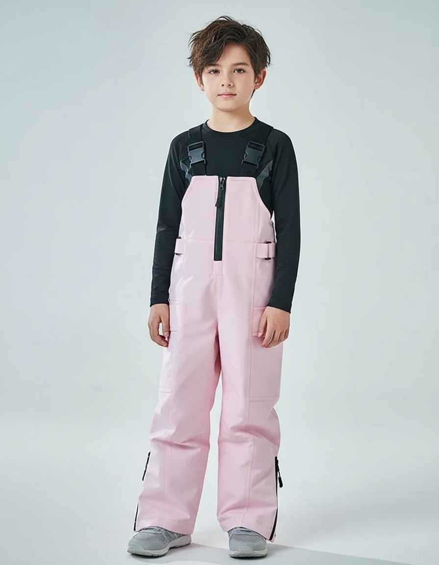 Pantalon De Pluie Rose Imperméable Bretelles Unisexe Ski - Polyester