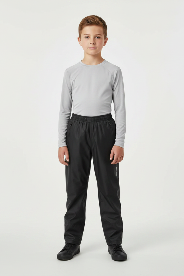 Pantalon De Pluie Noir Imperméable Enfant Droit Léger - Polyester
