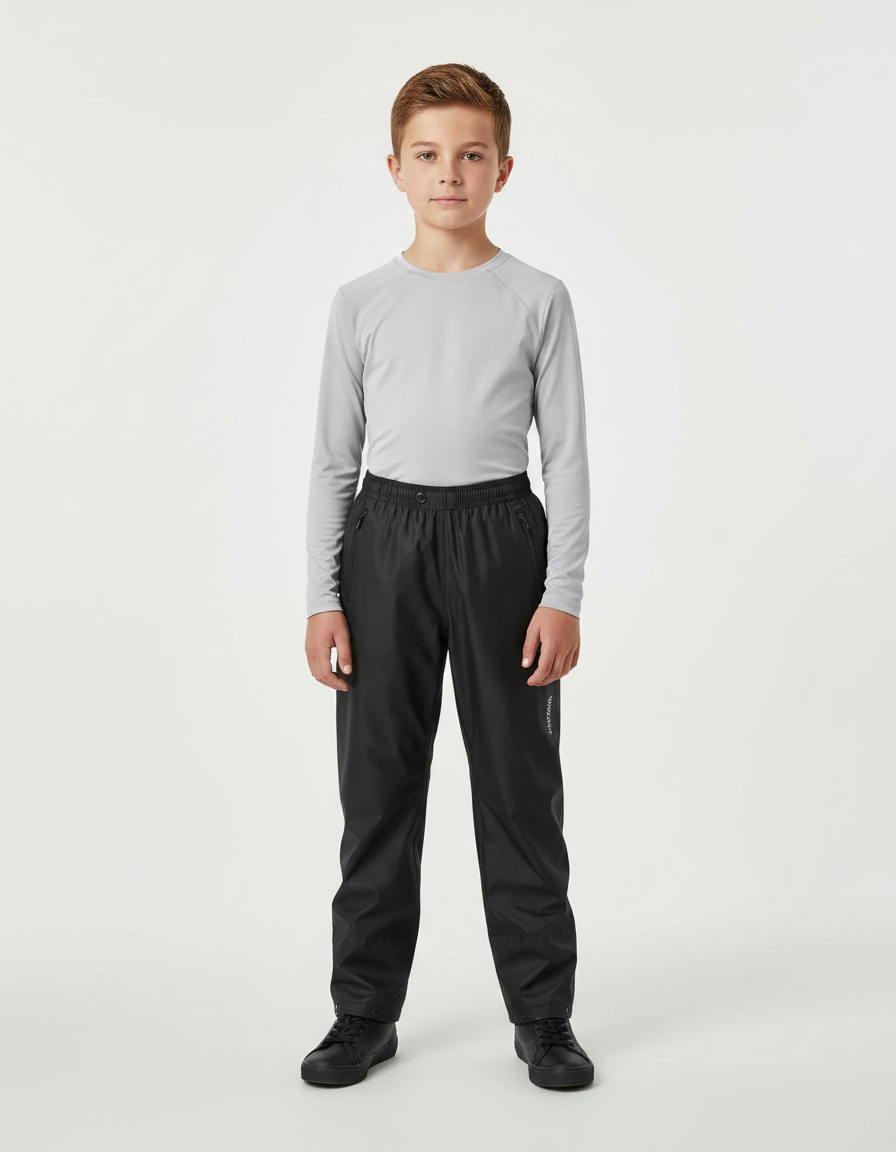 Pantalon De Pluie Noir Imperméable Enfant Droit Léger - Polyester