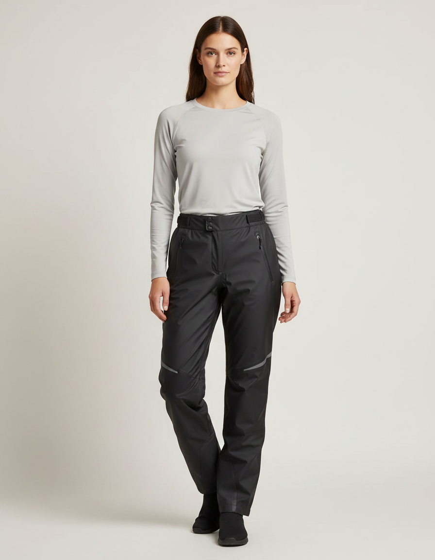 Pantalon Pluie Moto Femme - Noir Polyester