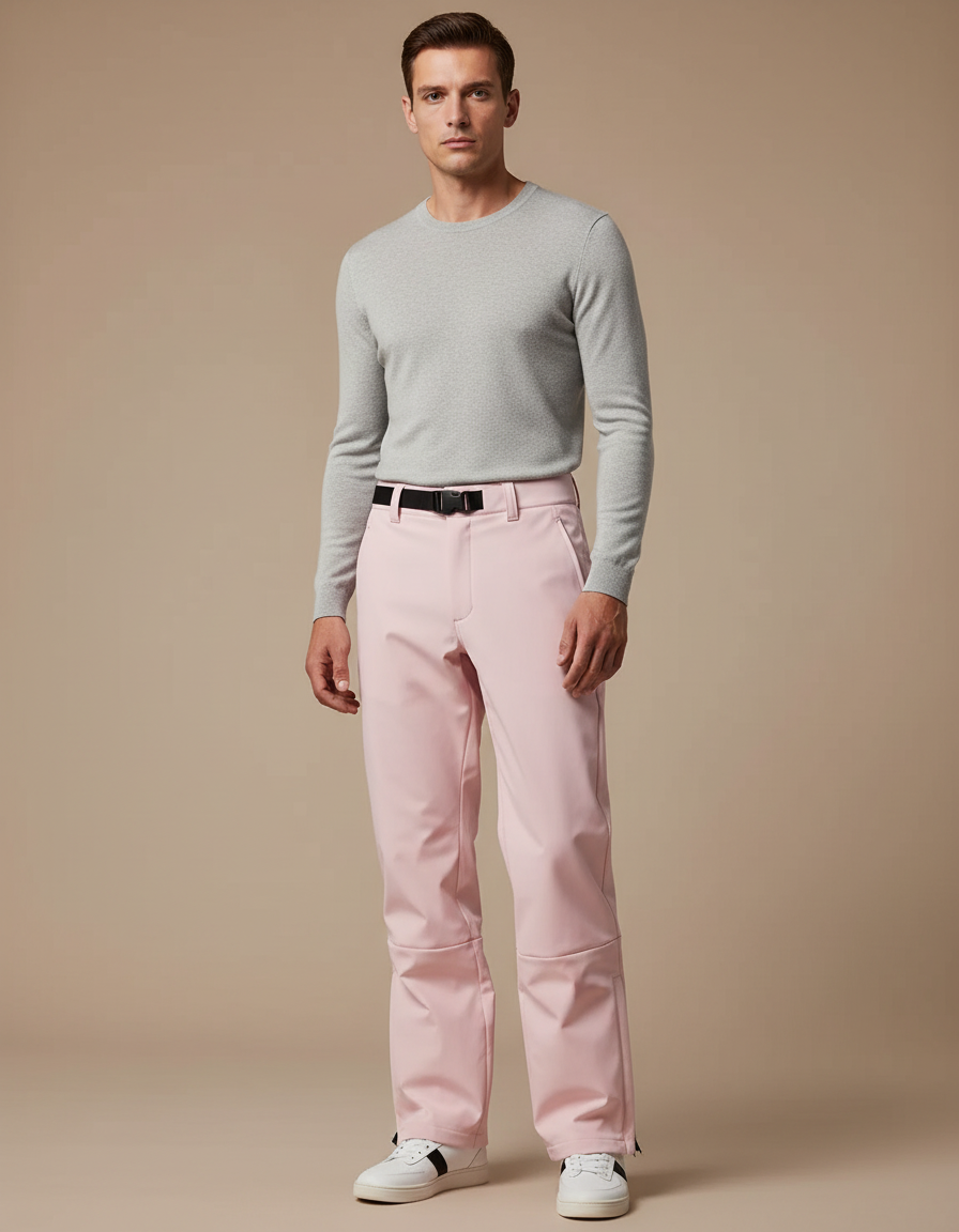 Pantalon De Pluie Rose Pâle Décontracté Imperméable Homme - Polyester