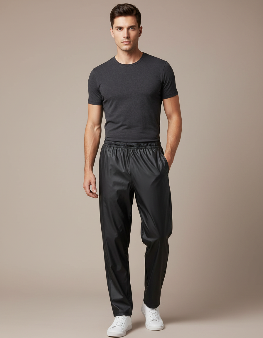 Pantalon De Pluie Noir Imperméable Unisexe Urbain Léger - Polyester