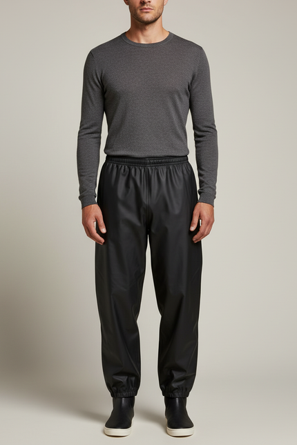 Pantalon De Pluie Noir Ample Imperméable Élastiqué Homme - Polyester