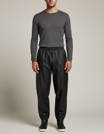 Pantalon De Pluie Noir Ample Imperméable Élastiqué Homme - Polyester