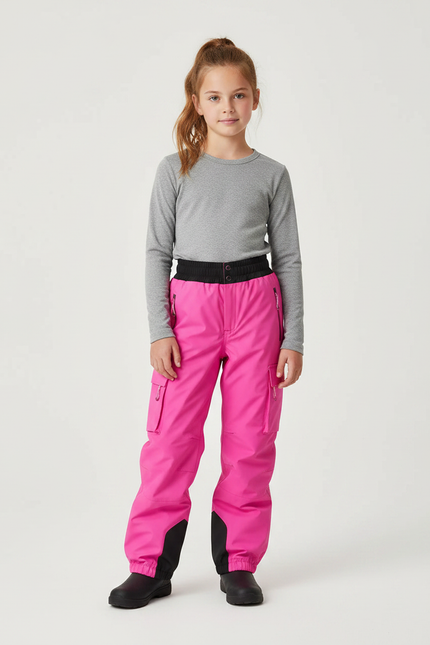 Pantalon De Pluie Rose Vif Imperméable Ample Enfant - Polyester