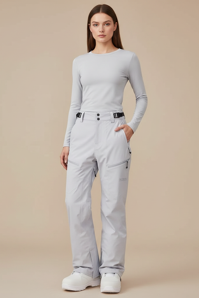 Pantalon De Pluie Gris Clair Ample Imperméable Ski - Polyester