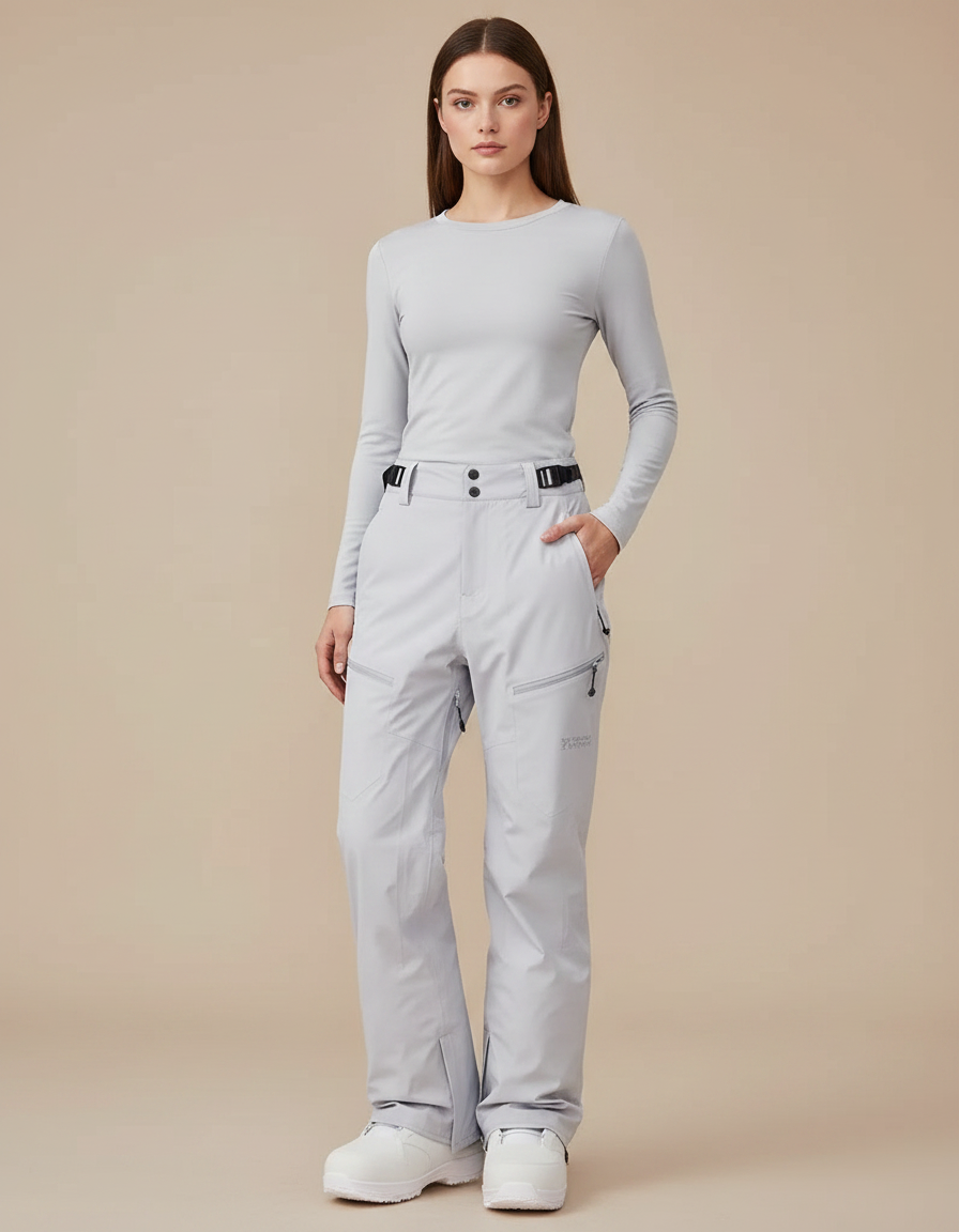 Pantalon De Pluie Gris Clair Ample Imperméable Ski - Polyester