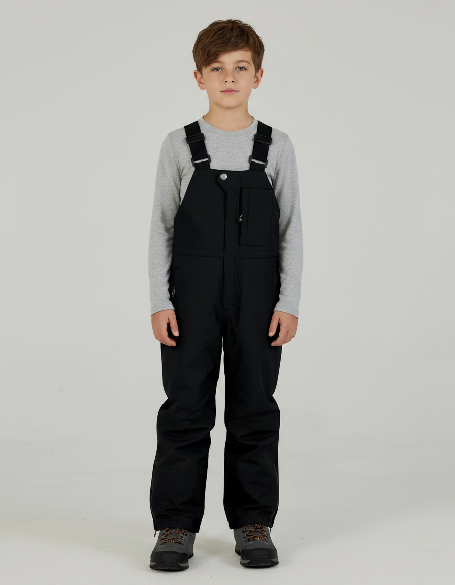 Pantalon De Pluie Noir Enfant Bretelles Imperméable Ski - Polyester