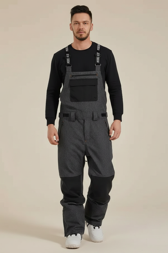 Pantalon De Pluie Gris Imperméable Bretelles Homme Ski - Polyester