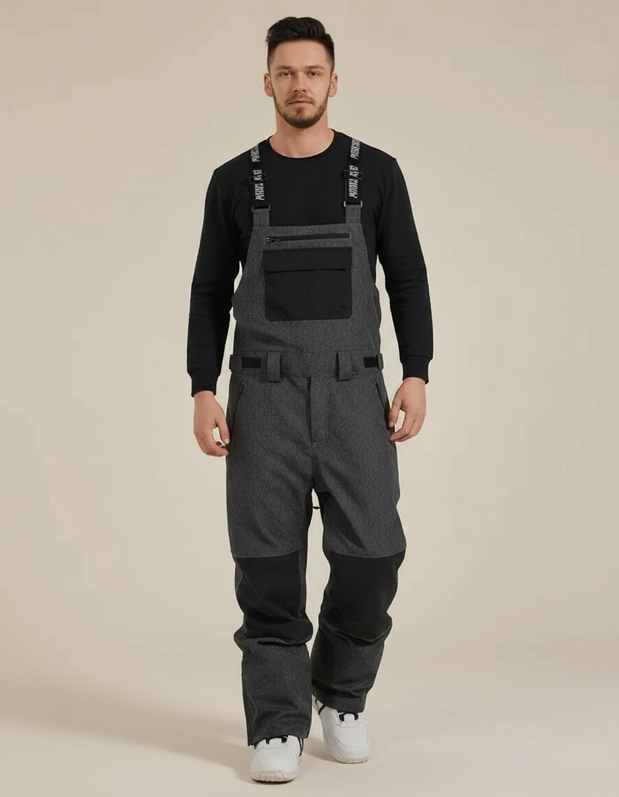 Pantalon De Pluie Gris Imperméable Bretelles Homme Ski - Polyester